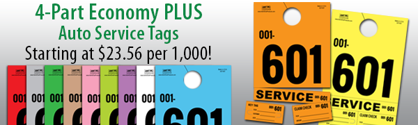 4-Part Economy PLUS Auto Service Tags