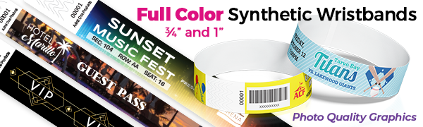 2 sizes of Full Color Synthetic Wristbands