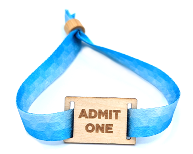 Admit One - PET Fabric Wristband with Bamboo Lock and Slider