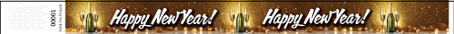 3/4&quot; New Year&#039;s Champagne - Full Color Synthetic Wristbands
