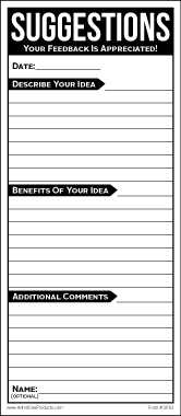 3-1/2" x 8" Stock Suggestion Forms from Admit One Products 