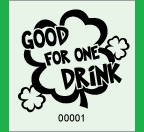 1.83&quot; x 2&quot; Shamrock 1 Drink Roll Ticket