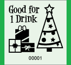 1.83&quot; x 2&quot; Christmas 1 Drink Roll Ticket