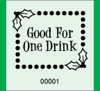 1.83&quot; x 2&quot; Holly Berries Drink Roll Ticket