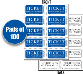 Ticket Sheets of 10 with Back Print