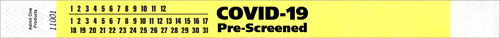 3/4&quot; COVID-19 Pre-Screened Dates Tyvek Wristbands