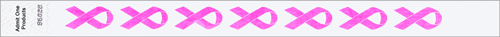 3/4&quot; Pink Ribbon Repeating Tyvek Wristbands