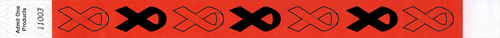 3/4&quot; Printed Red Ribbon Tyvek Wristbands