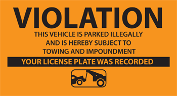 3-1/4&quot; x 6&quot; Towing Violation Removable Sticker