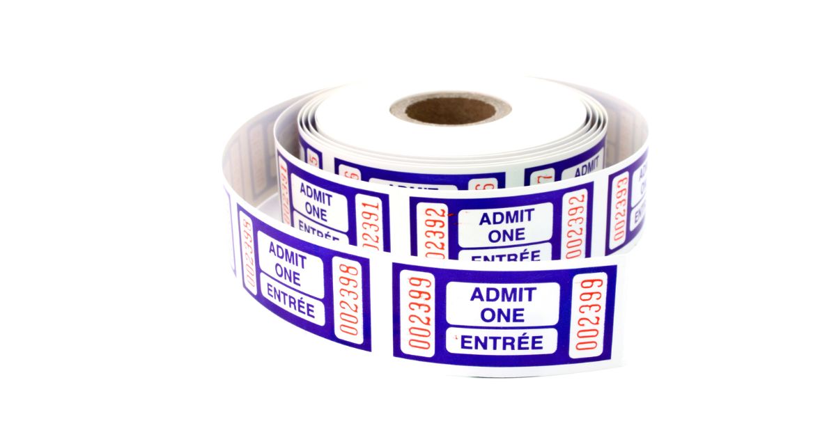 Roll of Admit One tickets with serial numbering